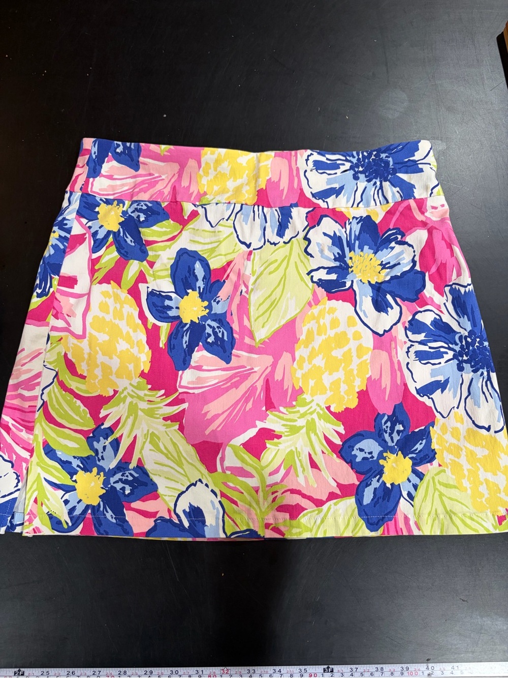 Bright Floral Pineapple Print Skort- Pink,‎ Blue, Yellow - Picture 6 of 10